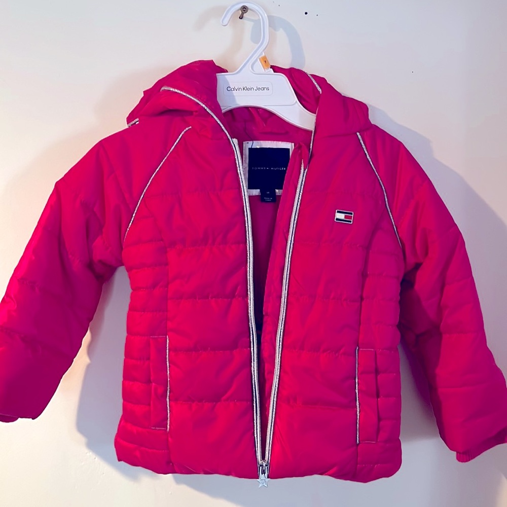 Tommy Hilfiger hot pink girls puffer jacket